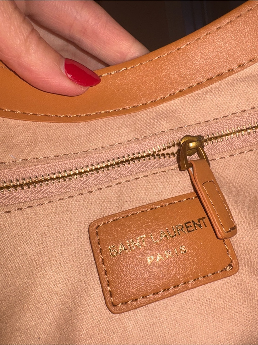 Tan Leather Shoulder Bag with Logo - Picture 4 of 6
